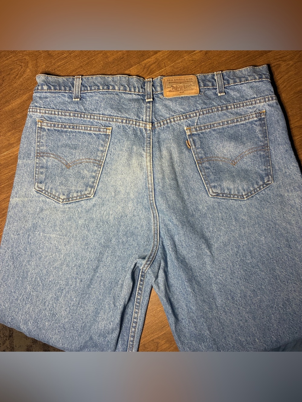 Levi’s 540 Jeans Mens 42x35 Blue Denim Brown Tab Made USA Vintage (1) - Picture 8 of 15